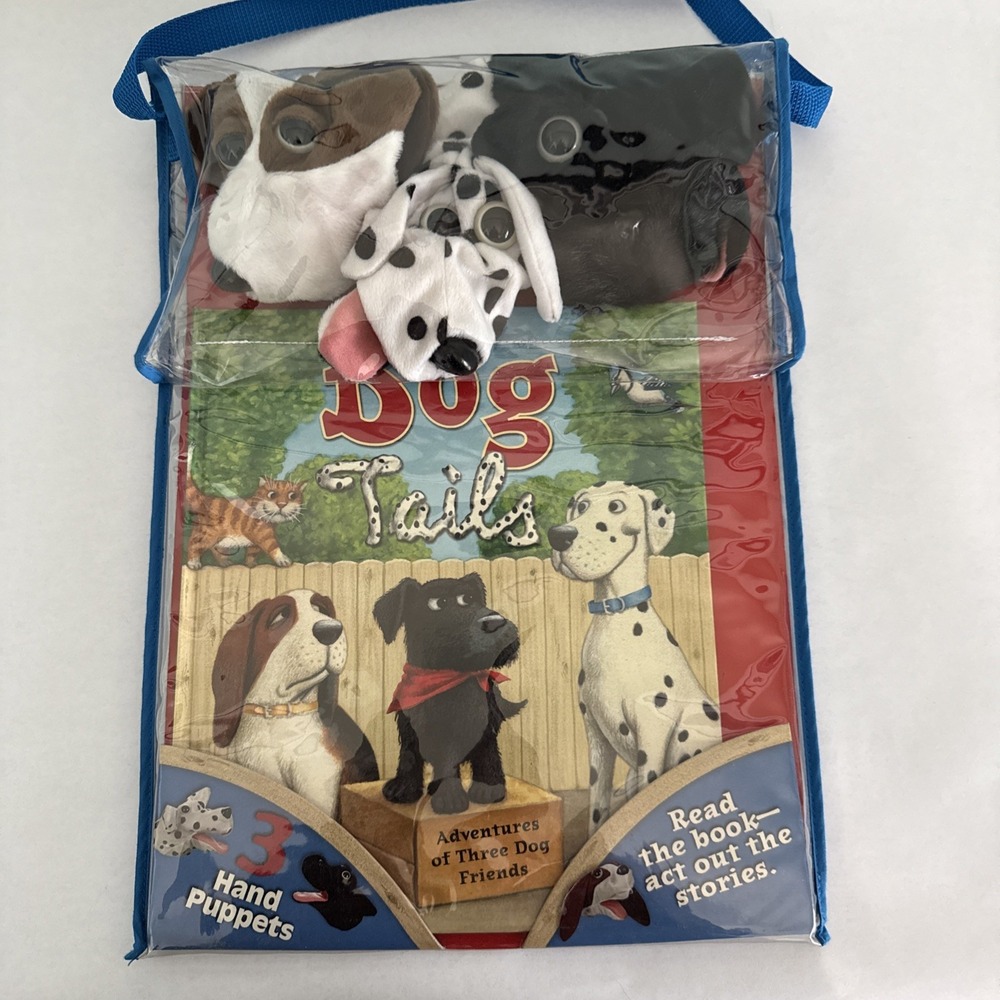 DOG TAILS Adventures‎ Of Three Dog Friends HARDCOVER Book 2006 W/3 Puppets